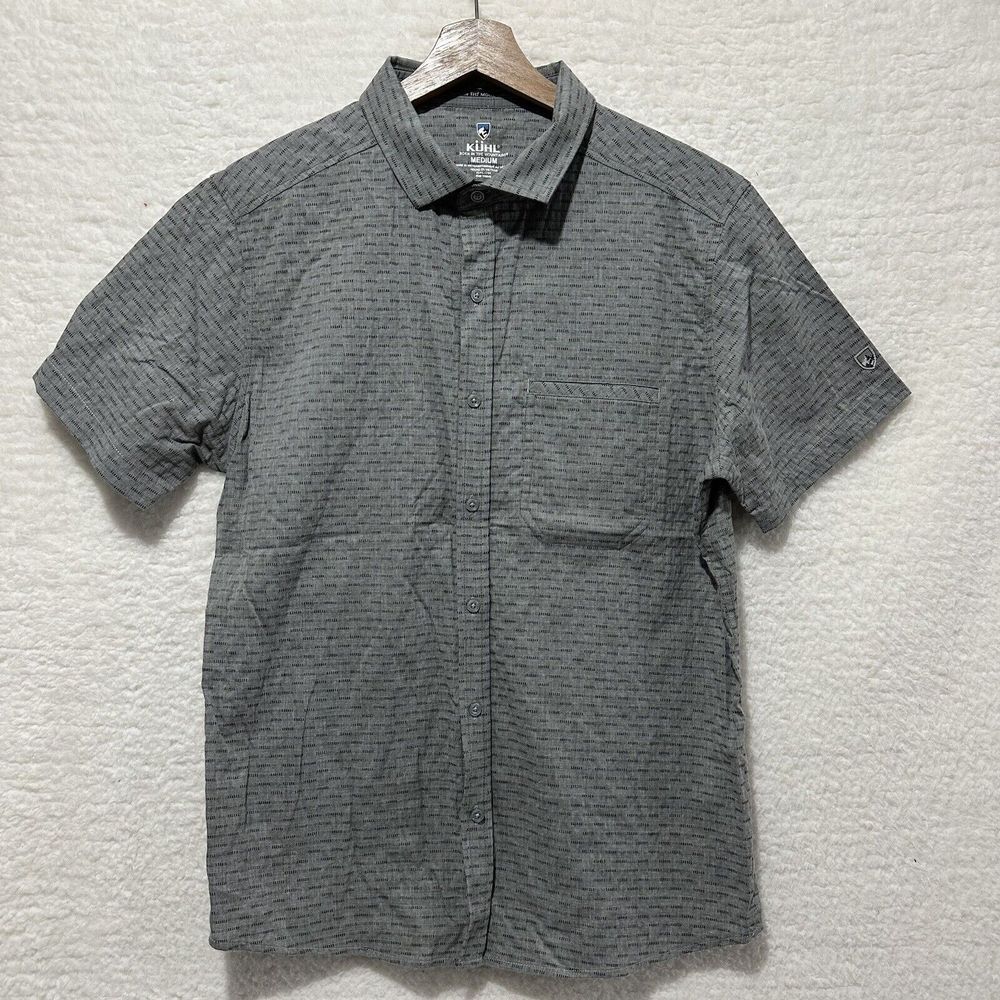 Kuhl Men's Gray Striped Button Up Shirt Short Sleeve Sty 7347 Size Medium
